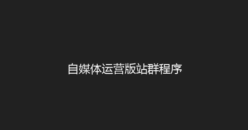 自媒体运营版站群程序 封面图
